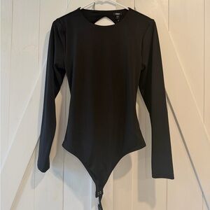 *New* Express Body Contour Long Sleeve Open Back Bodysuit Black